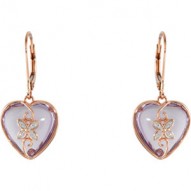 Rose de France & Diamond Heart Lever Back Earrings