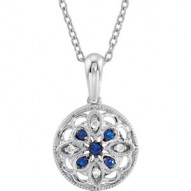 Sterling Silver Sapphire & .03 CTW Diamond 18" Necklace