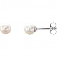 Sterling Silver 5-5.5mm Freshwater Cultured Pearl Earrings