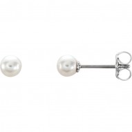 Sterling Silver 4-4.5mm Freshwater Cultured Pearl Earrings