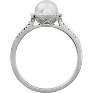Sterling Silver Freshwater Cultured Pearl & .01 CTW Diamond Ring