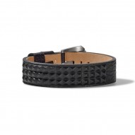 Bulova Black Leather Belt-Strap Bracelet