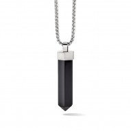 Bulova Black Onyx Pendant with 26-28" Stainless Steel Chain