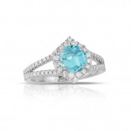Blue Topaz With Round Diamonds Ring