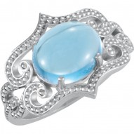 Sterling Silver Swiss Blue Topaz Granulated Design Ring