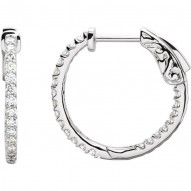 Platinum 1/2 CTW Diamond Inside/Outside Hoop Earrings