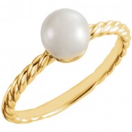 14K Yellow 7.5-8mm Freshwater Cultured Pearl Ring