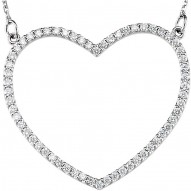 14K White 1/10 CTW Diamond Petite Heart 16" Necklace