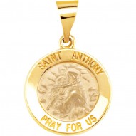 14K Yellow 15mm Round Hollow St. Anthony Medal