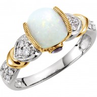 14K White & Yellow Opal, Tanzinite & 1/6 CTW Diamond Ring