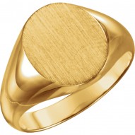 14K Yellow 14x12mm Solid Oval Men