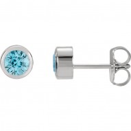 Sterling Silver Imitation Blue Zircon Earrings