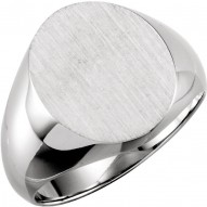 Sterling Silver 16x14mm Solid Oval Men