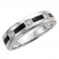 14K White Onyx & 1/6 CTW Diamond Ring Size 11