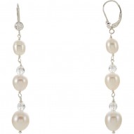 Sterling Silver Freshwater Pearl & Crystal Earrings
