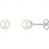 Sterling Silver 7-7.5mm Freshwater Cultured Pearl Earrings