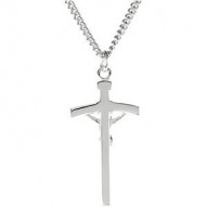 Sterling Silver 38x18mm Crucifix 24" Necklace