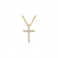 14K White .085 CTW Diamond Cross 16" Necklace