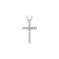 14K White 1/6 CTW Petite Diamond Cross 18