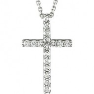 14K White 1/6 CTW Petite Diamond Cross 18" Necklace