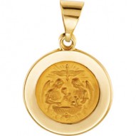 14K Yellow 14.75mm Round Hollow Baptismal Medal