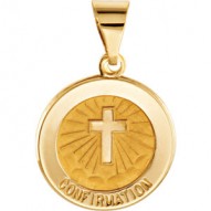 14K Yellow 14.75mm Round Hollow Confirmation Medal