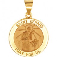 14K Yellow 18.25mm Round Hollow St. Gerard Medal