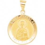14K Yellow 18.5mm Round St. Nicholas Hollow Medal