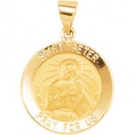 14K Yellow 18.25mm Round Hollow St. Peter Medal